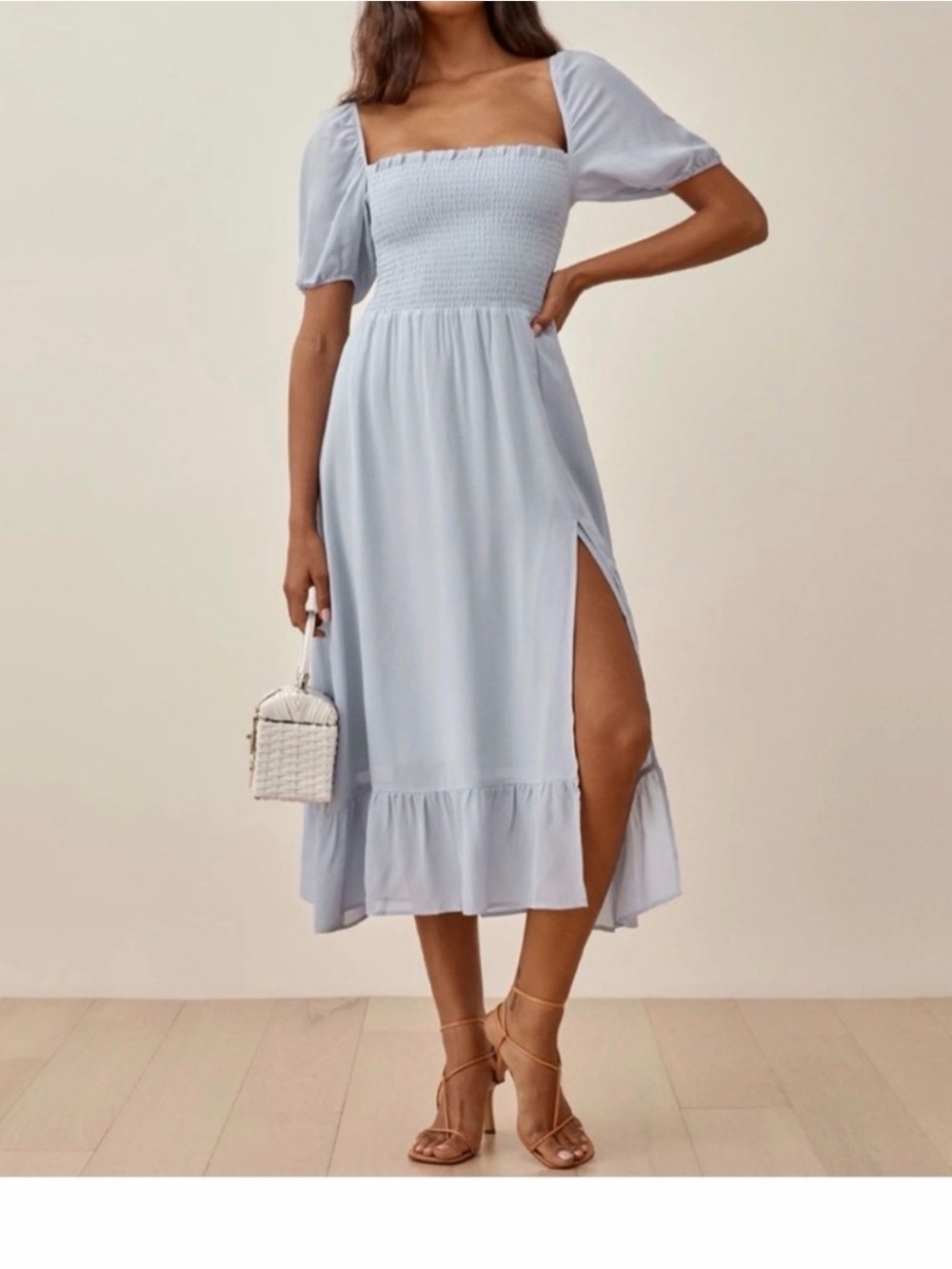 REFORMATION Women's Meadow Midi Dress Mineral
Blue Size XS